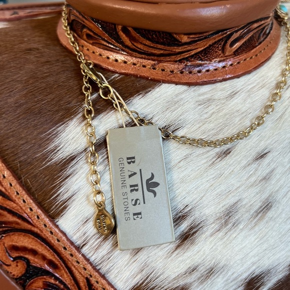 ✨New Genuine Blue Turquoise Stone Pendant Boho Necklace Statement Jewelry Brass - Picture 12 of 13